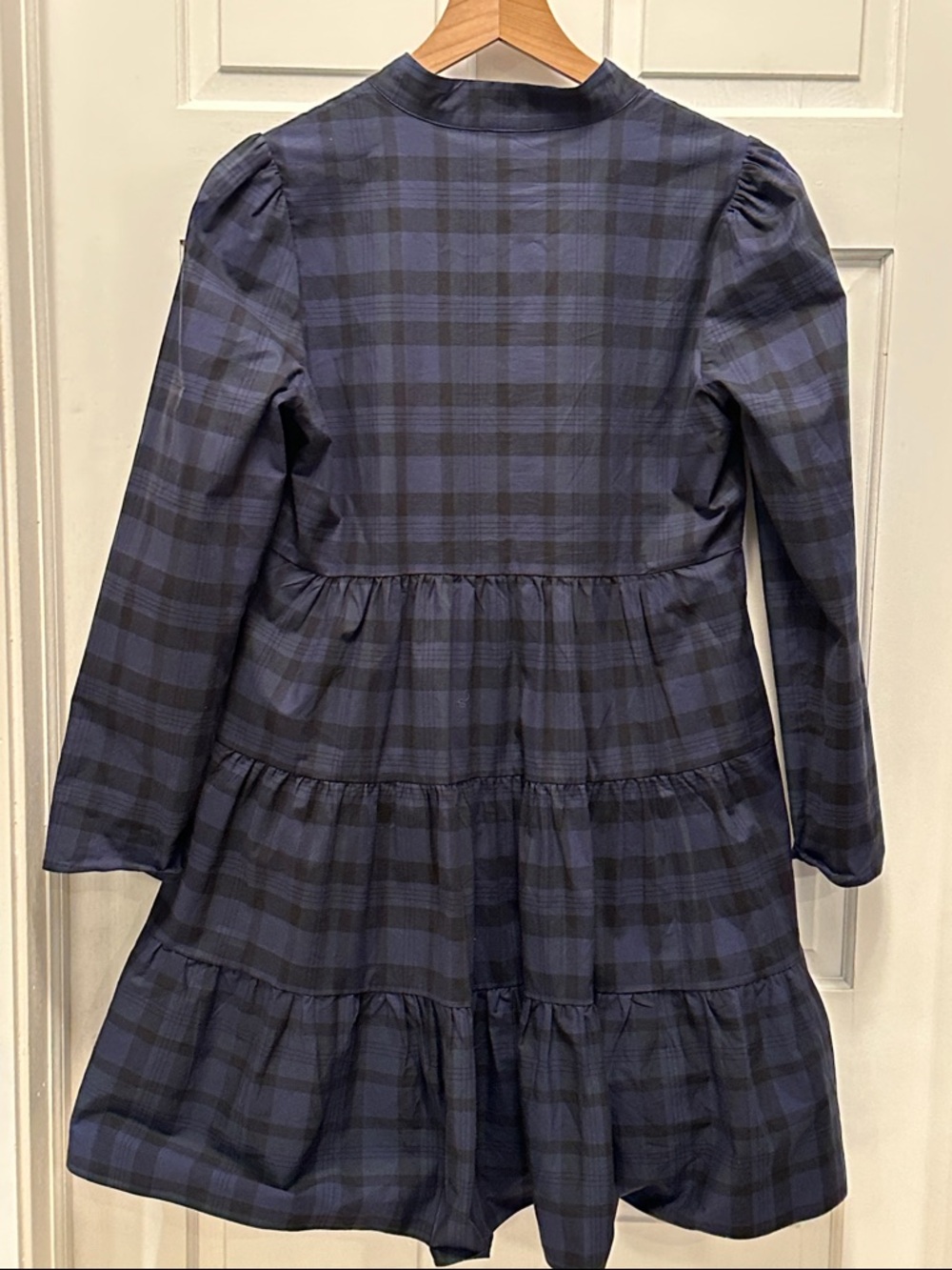 Sail to Sable Navy Plaid Tiered Mini Dress Size Small‎ - Picture 8 of 8